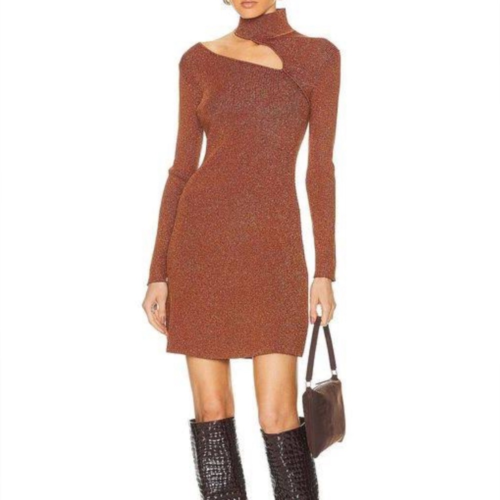 CULT GAIA jet knit dress in color rust